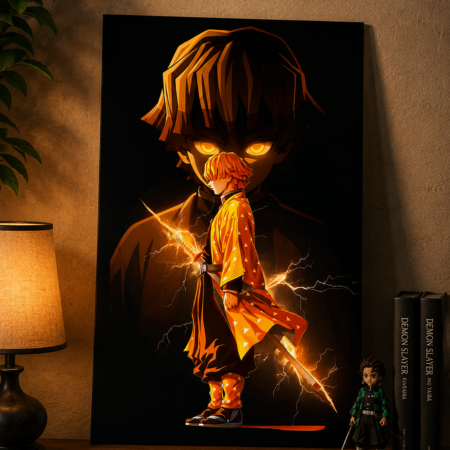 Zenitsu Agatsuma Anime Metal Poster | Demon Slayer Wall Decor | A4 Premium Metal Print for Room & Gaming Setup